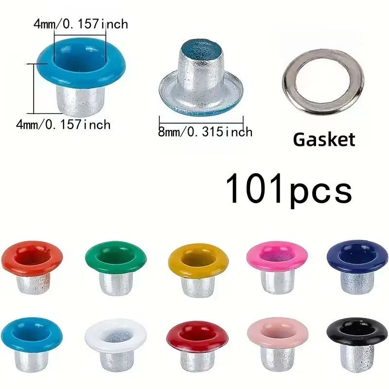 101pcs 4mm Stainless Steel Grommets & Washers | Self-Backing Craft Grommets Kit Zpaxo 4mm 100pcs