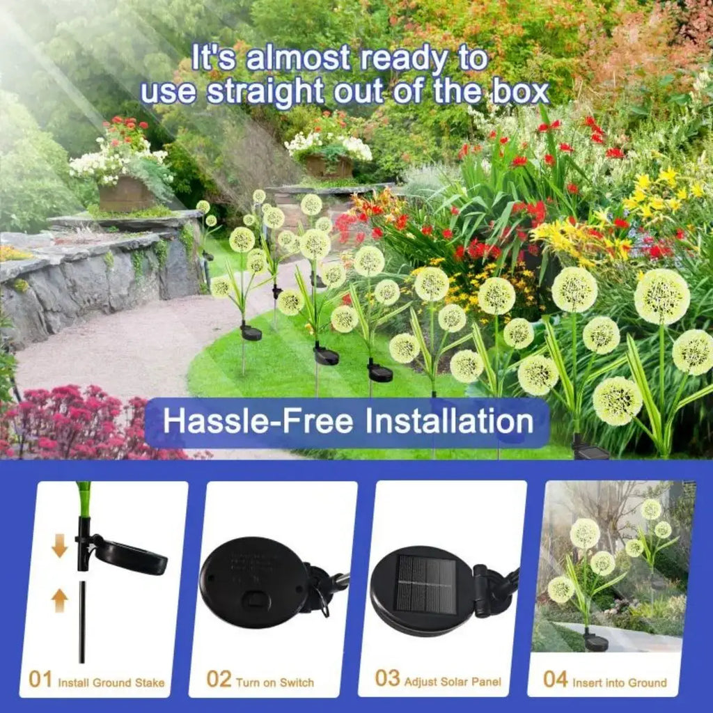 Solar Lights Outdoor Garden Decor Decorative Dandelion LED Waterproof Zpaxo
