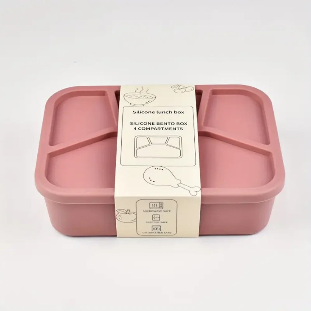 4 Silicone Lunch Boxes Reusable Containers Smooth Leak-proof Zpaxo red