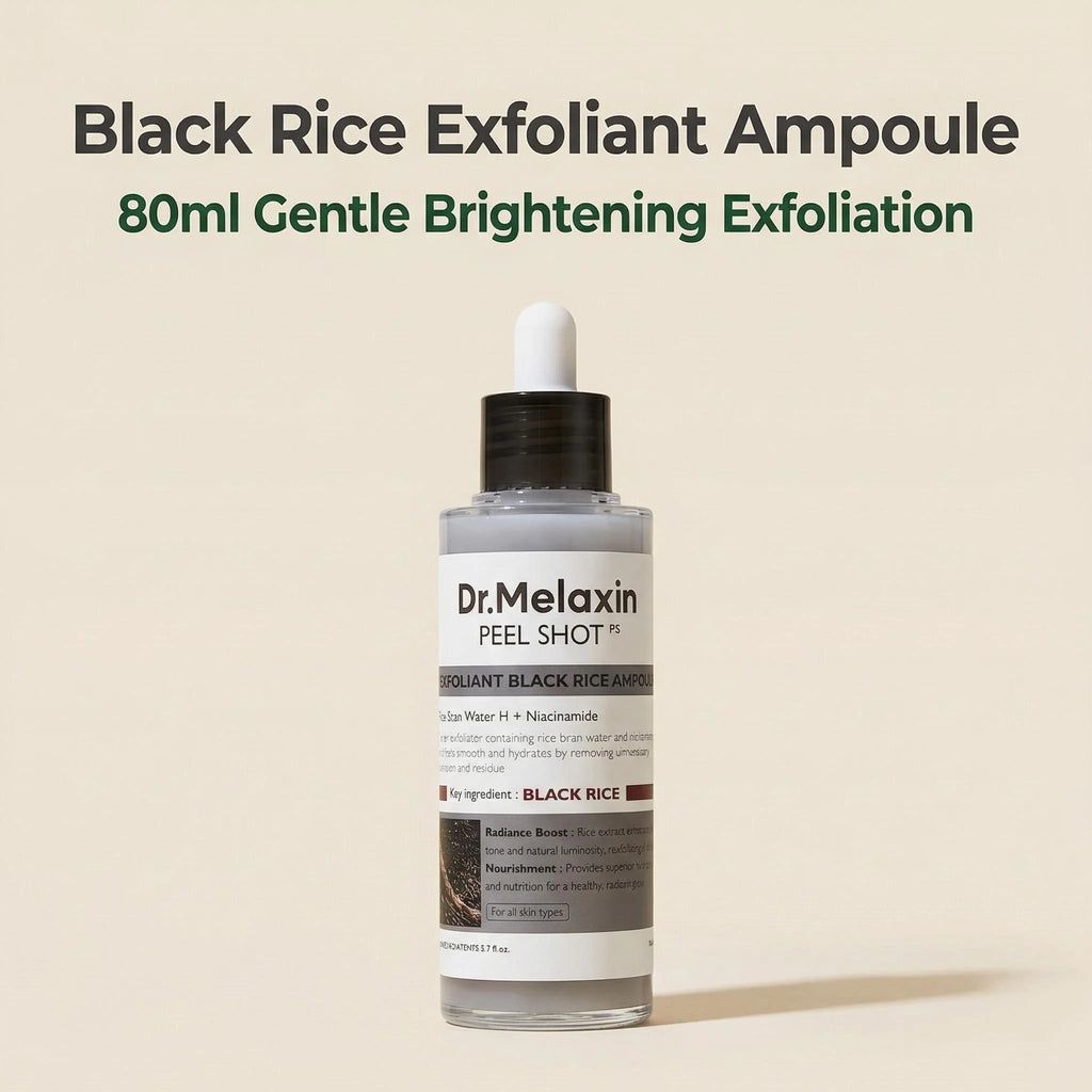 Black Rice Exfoliating Ampoule 80ml – AHA BHA Niacinamide Serum Exfoliating Face Serum Zpaxo