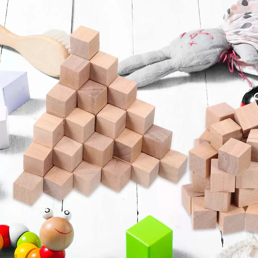50/100 pcs Wooden Cubes Small Wooden Blocks DIY Craft Blocks Blank Cubes Solid Wood Zpaxo