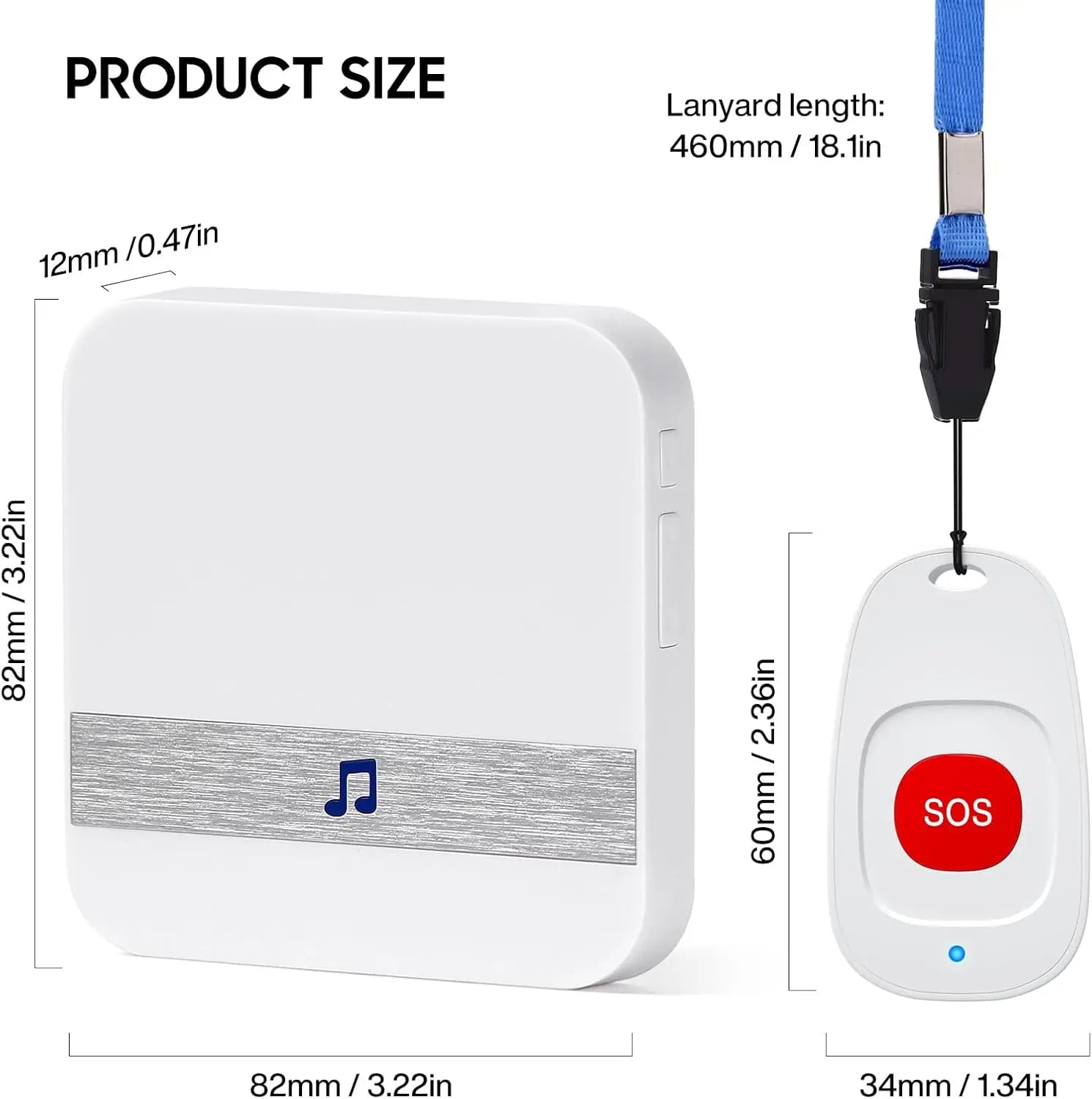 Caregiver Pager, Wireless Call Button SOS Alert Nurse Calling Elderly Fall Help System for Patient/Disabled Monitoring at Home Zpaxo
