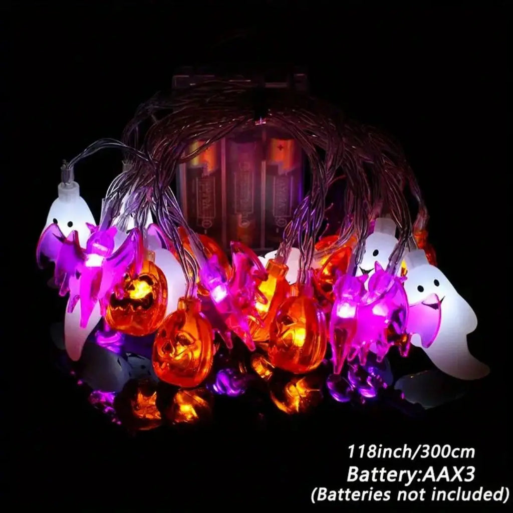 Halloween String Lights Battery Operated 3D Pumpkin Bat Ghost Zpaxo