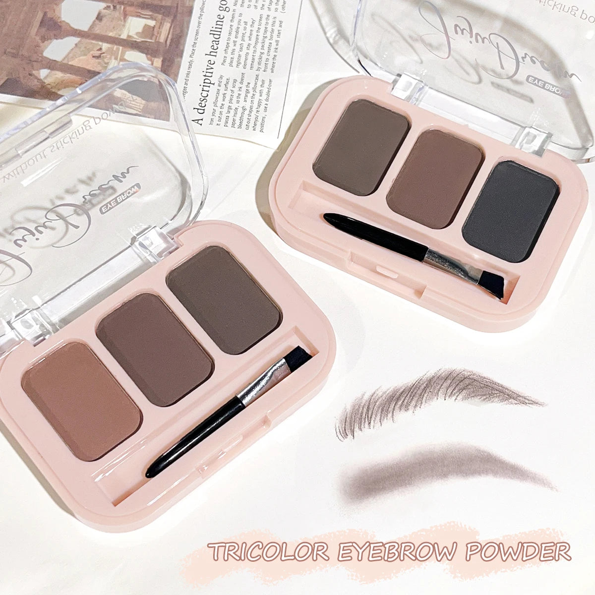Three-color eyebrow powder: natural three-dimensional eyebrow powder, easy to apply makeup, waterproof and non-refuge, daily Zpaxo