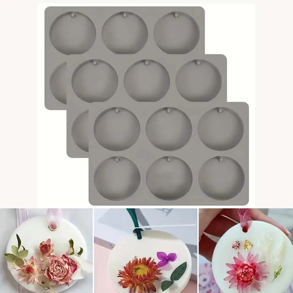 6-Cavity Round Silicone Coaster Molds for Epoxy Resin & DIY Silicone Resin Mold Zpaxo
