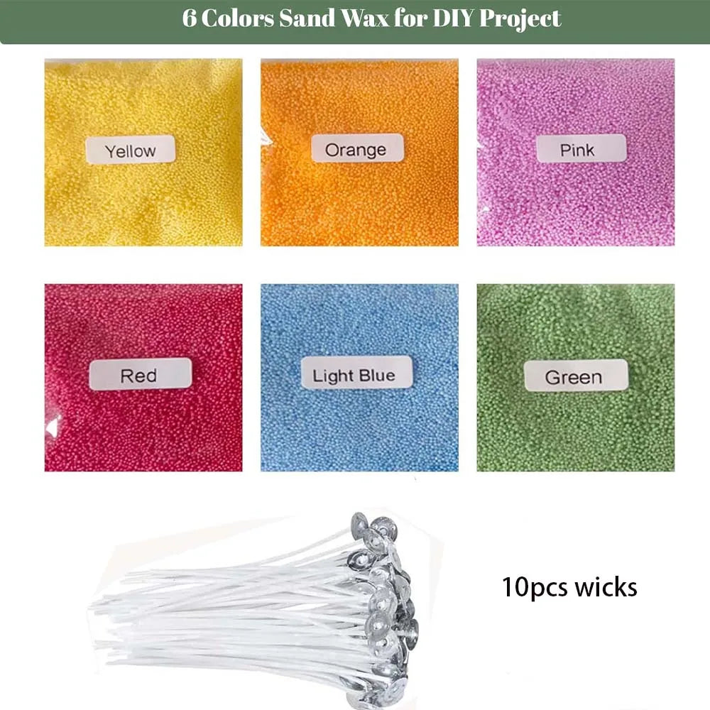 Pearled Sand Wax Candle Kit – 6 Colors, 10 Wicks | DIY Crafts Candle Making Kit Zpaxo