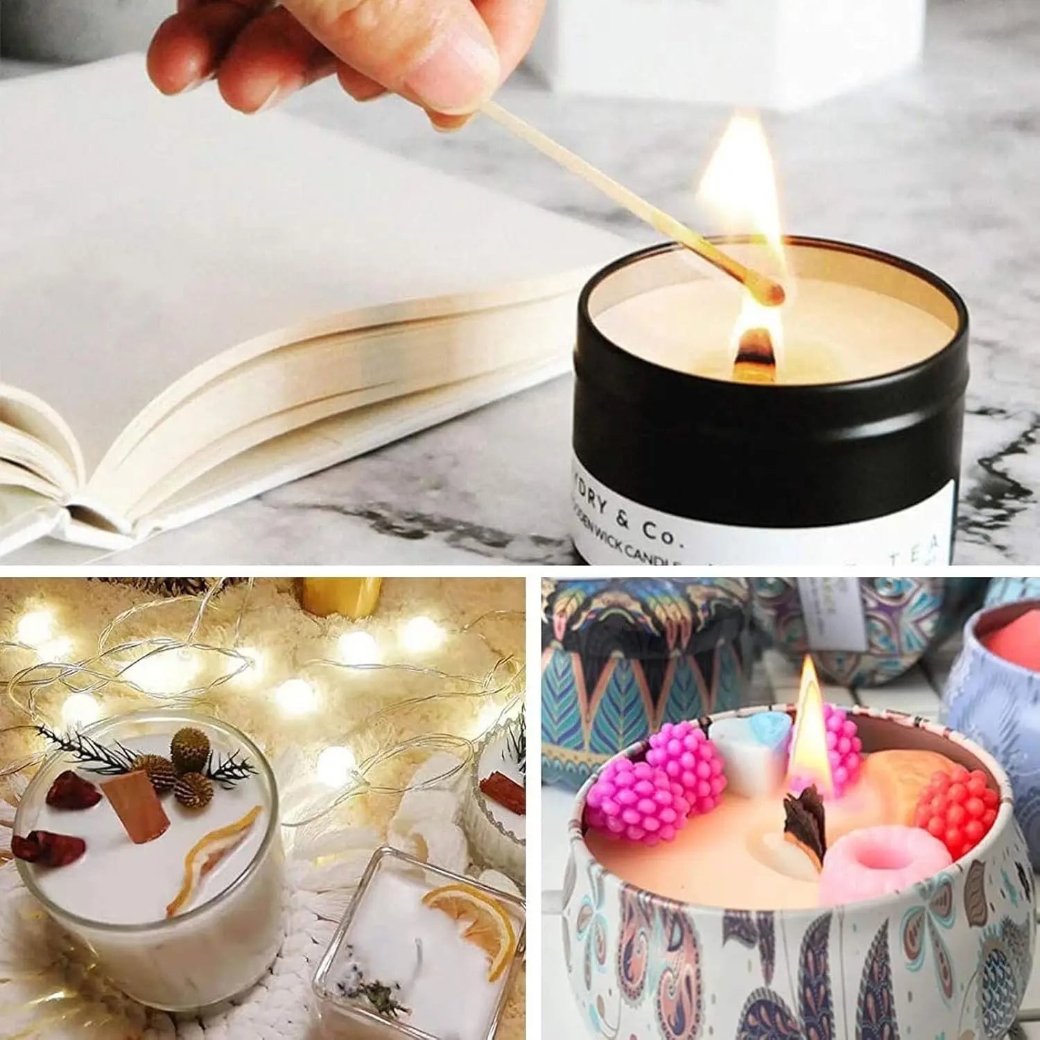 61m Candle Wick DIY Kit – Cotton Wicks, Holders & Wooden Wicks Candle Making Kit Zpaxo