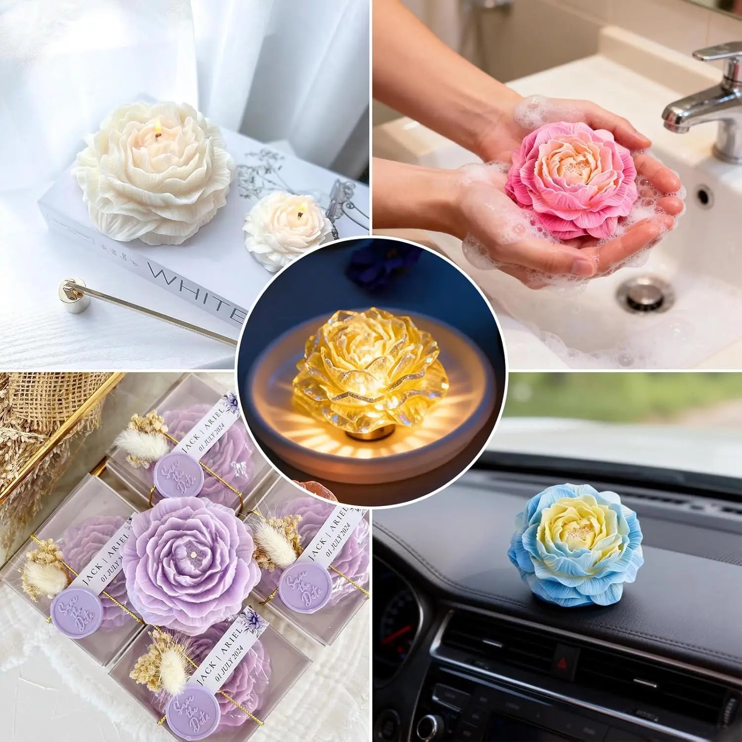 3D Peony Silicone Mold – Candle, Fondant & Cake Decor Silicone Craft Mold Zpaxo