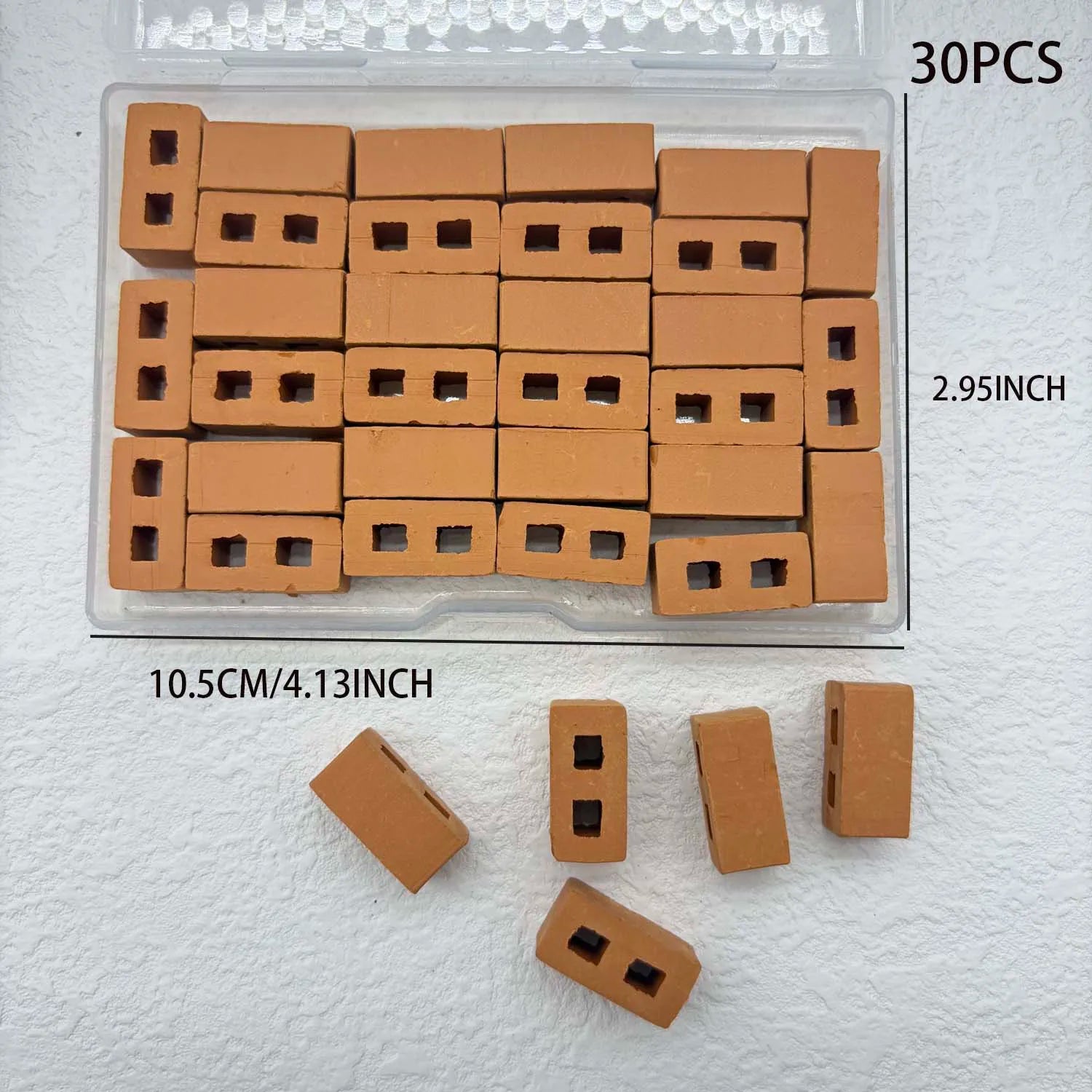 30-Pack Miniature Clay Bricks for Models, Crafts & Gardens Miniature Model Bricks Zpaxo orange