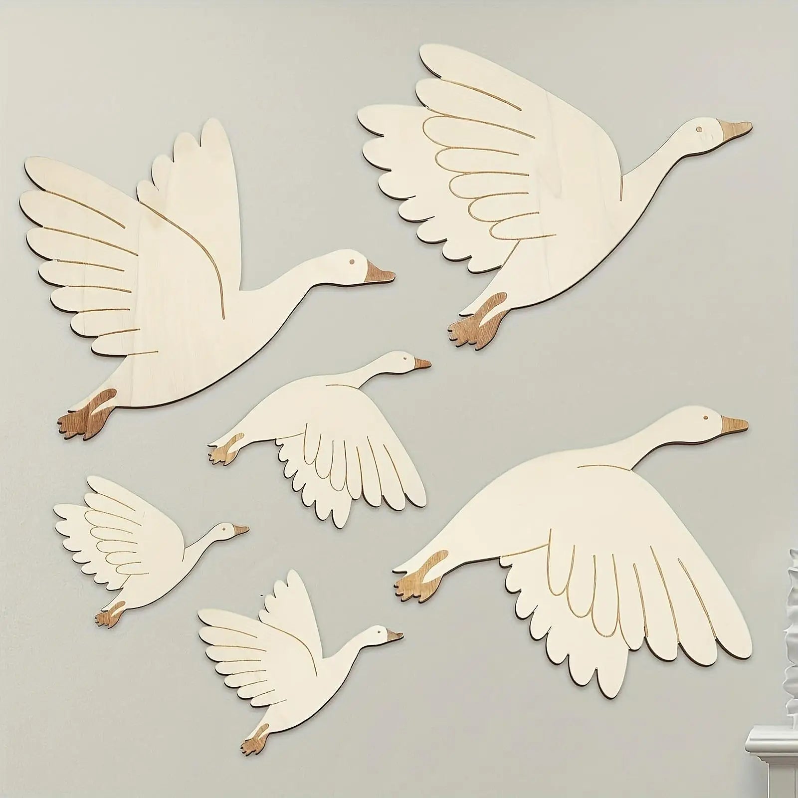 6pcs Wooden Bird Wall Decors Art Hanging Flying Birds Wall Home Decor for Farmhouse Living Room Balcony Garden Ornament Zpaxo