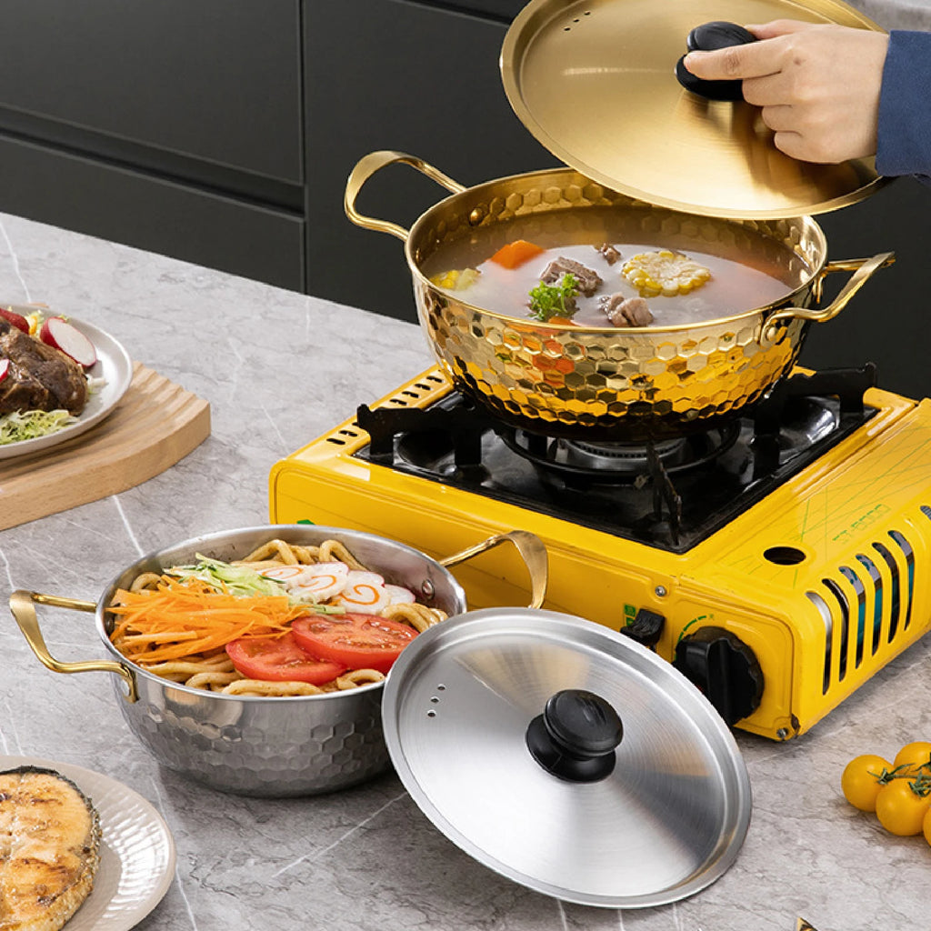Korean Ramen Cooking Pot Suitable for All Stoves Quick Heating Ramyun Kimchi Cooker for Camping Beach Patio Dinner Parties Curry Zpaxo