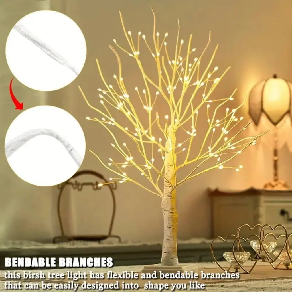 144 LED Birch Tree Lights Warm White Light USB 3AA Battery Powered Zpaxo