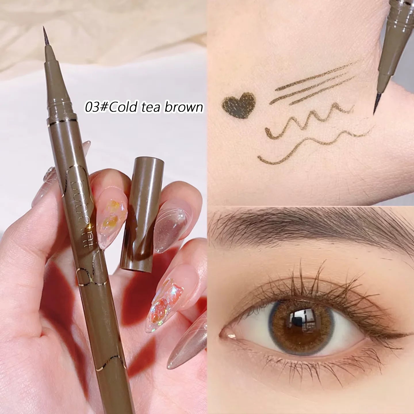 0.05mm slim eyeliner is smooth and durable, slim, quick-drying, long-lasting eyeliner, 4 colors, waterproof, non-smudging Zpaxo 03
