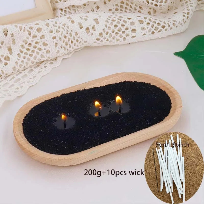 200g Pearled Candle Sand & 10 Wicks – Refillable Wax Granules Candle Wax Granules Zpaxo black set 1