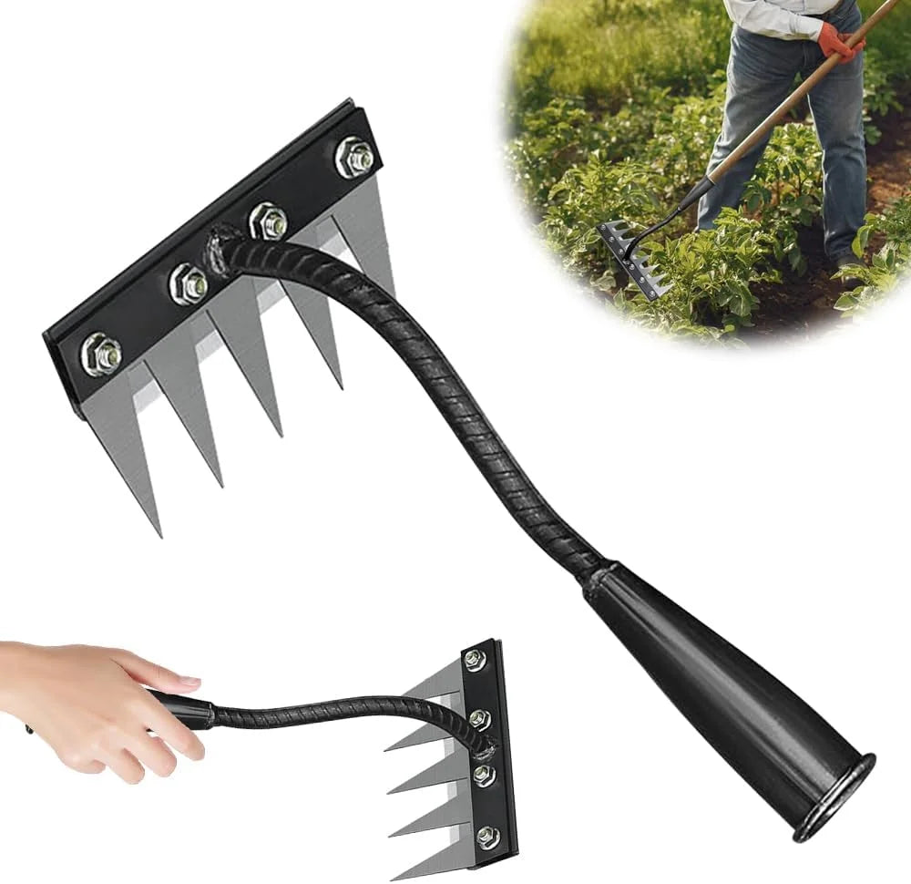 5/6/7/8 Tines Weed Puller Tool Garden Weed Pulling Tool Rake Alloy Steel Hand Weeder Tool Weed Remover Tool for Farm Backyard Zpaxo