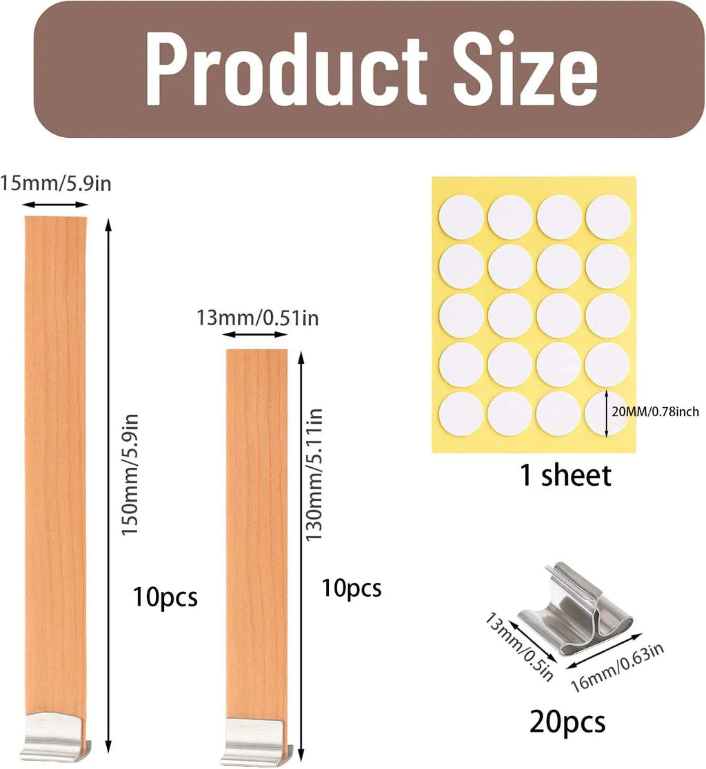 Wooden Candle Wicks Set – 20 Wood Wicks, Clips & Adhesive Dots Candle Making Wicks Zpaxo set 1
