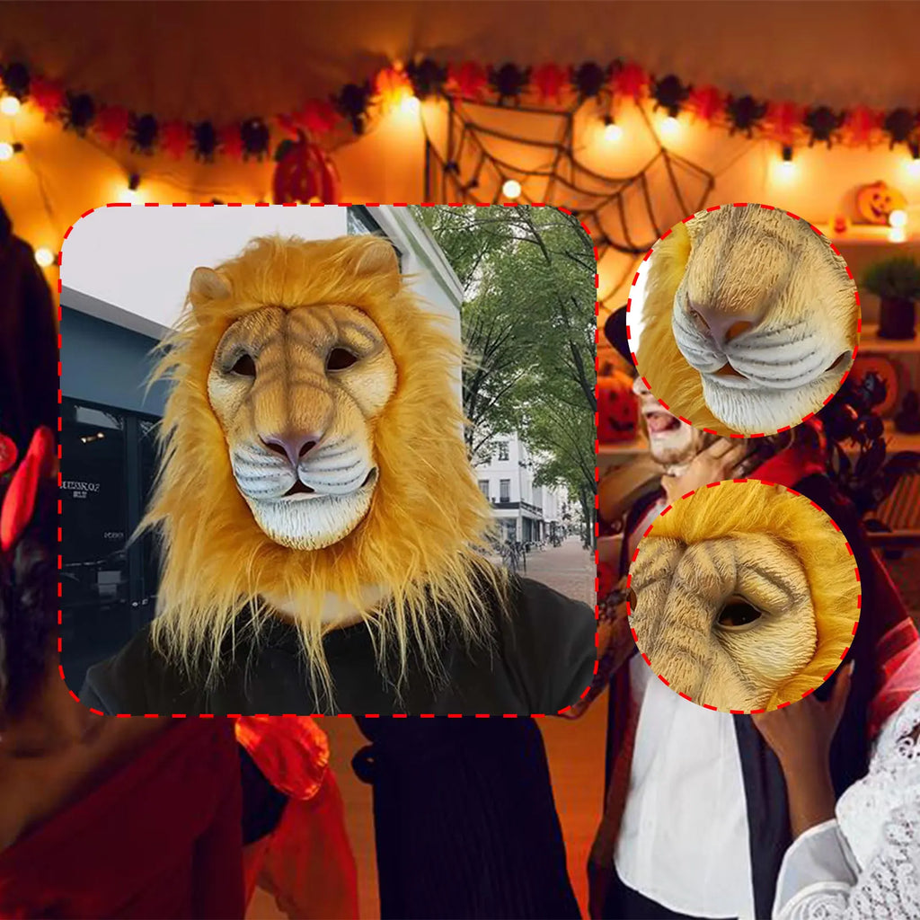 Cosplay Party Mask Halloween Lion Head Mask Funny Lion Costume for Night Club Stage prop Performance Animal Lion Headgear Zpaxo
