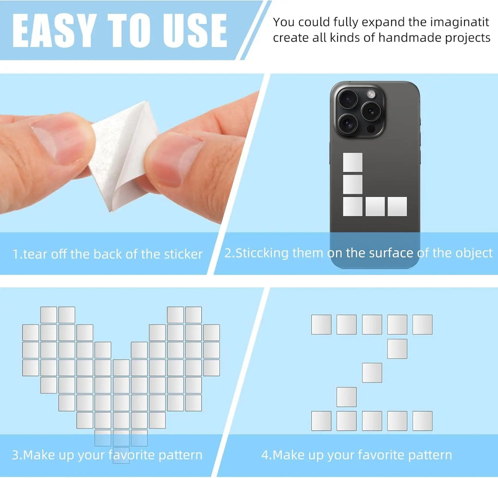 100-Pack 2cm Acrylic Square Mirror Tiles – Mosaic Craft Stickers Mosaic Mirror Tiles Zpaxo