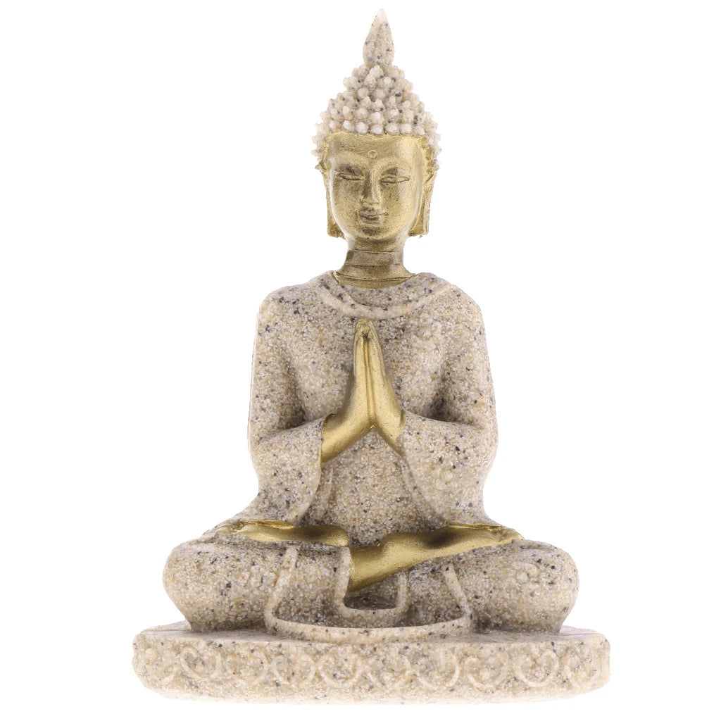 Seated Ganesh Buddha Ornament Hand Carved Sandstone Seated Ganesh Buddha Deity Hindu Thai Statue Sculpture Zen meditation Buddha Zpaxo