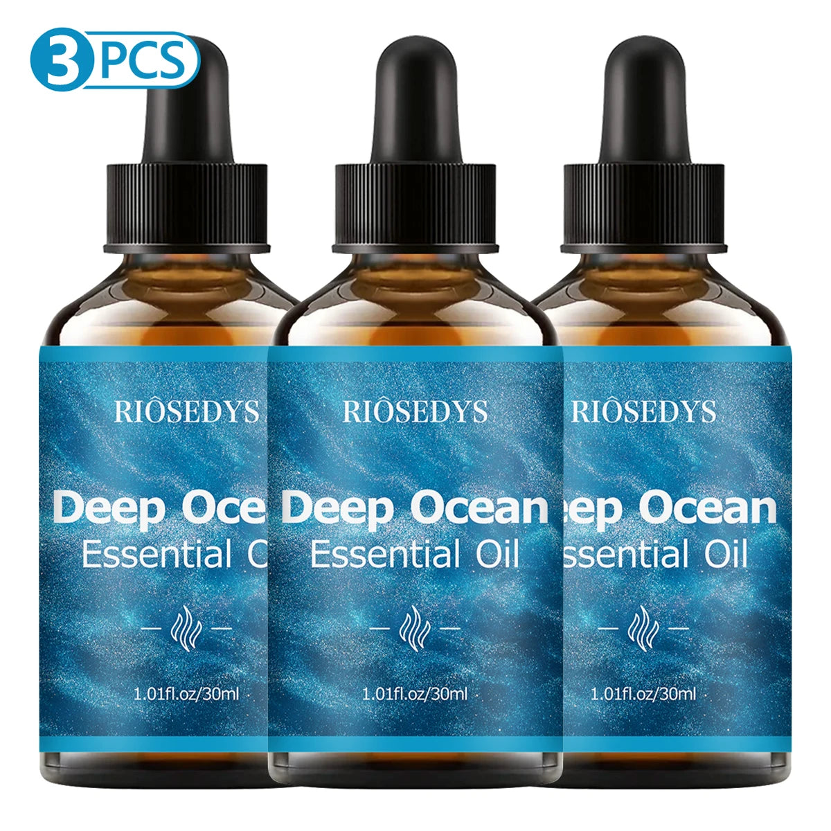 Deep ocean essential oil, with a sea breeze scent, suitable for body massage and aromatherapy, providing powerful moisturizing Zpaxo Deep ocean 3PCS 30ml
