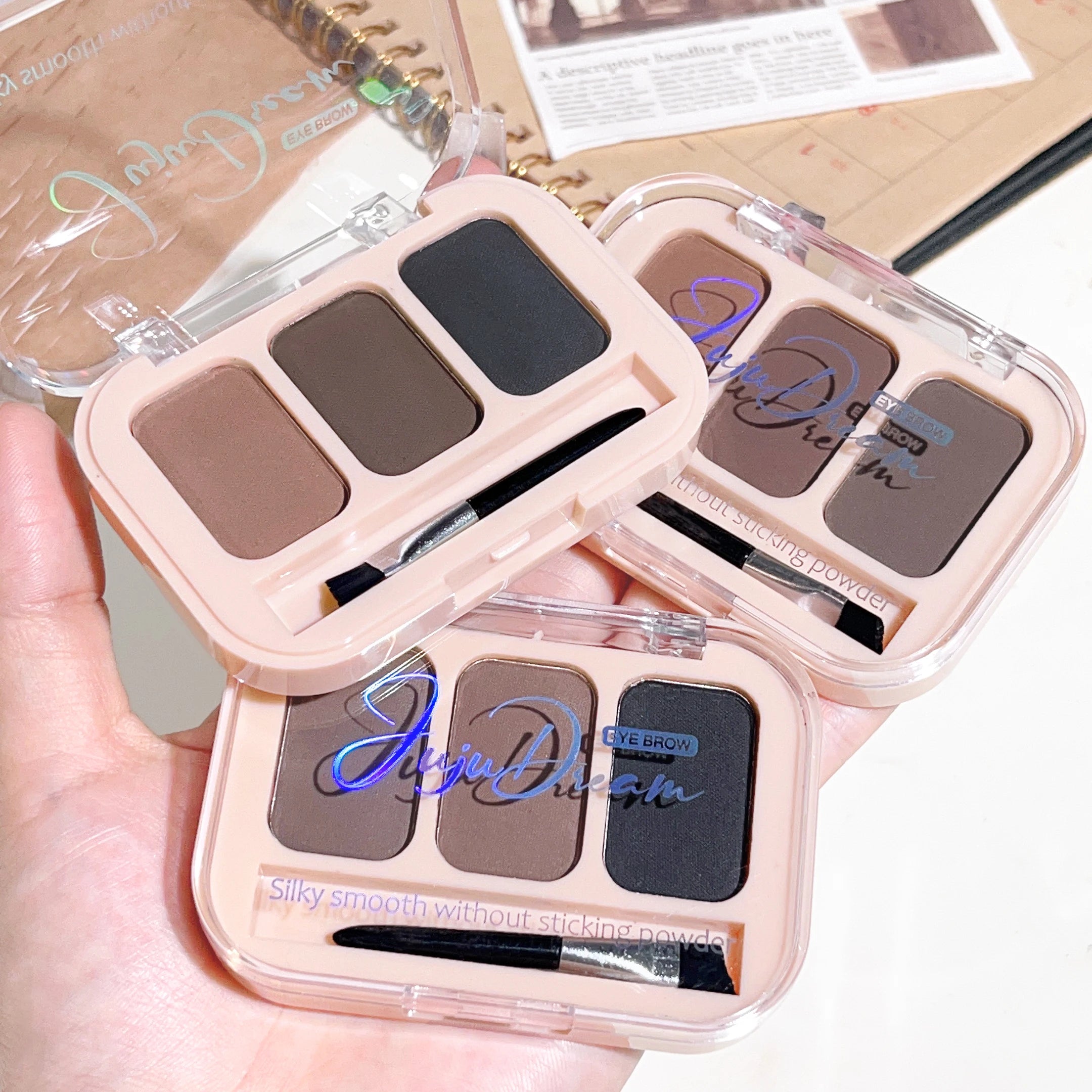 Three-color eyebrow powder: natural three-dimensional eyebrow powder, easy to apply makeup, waterproof and non-refuge, daily Zpaxo