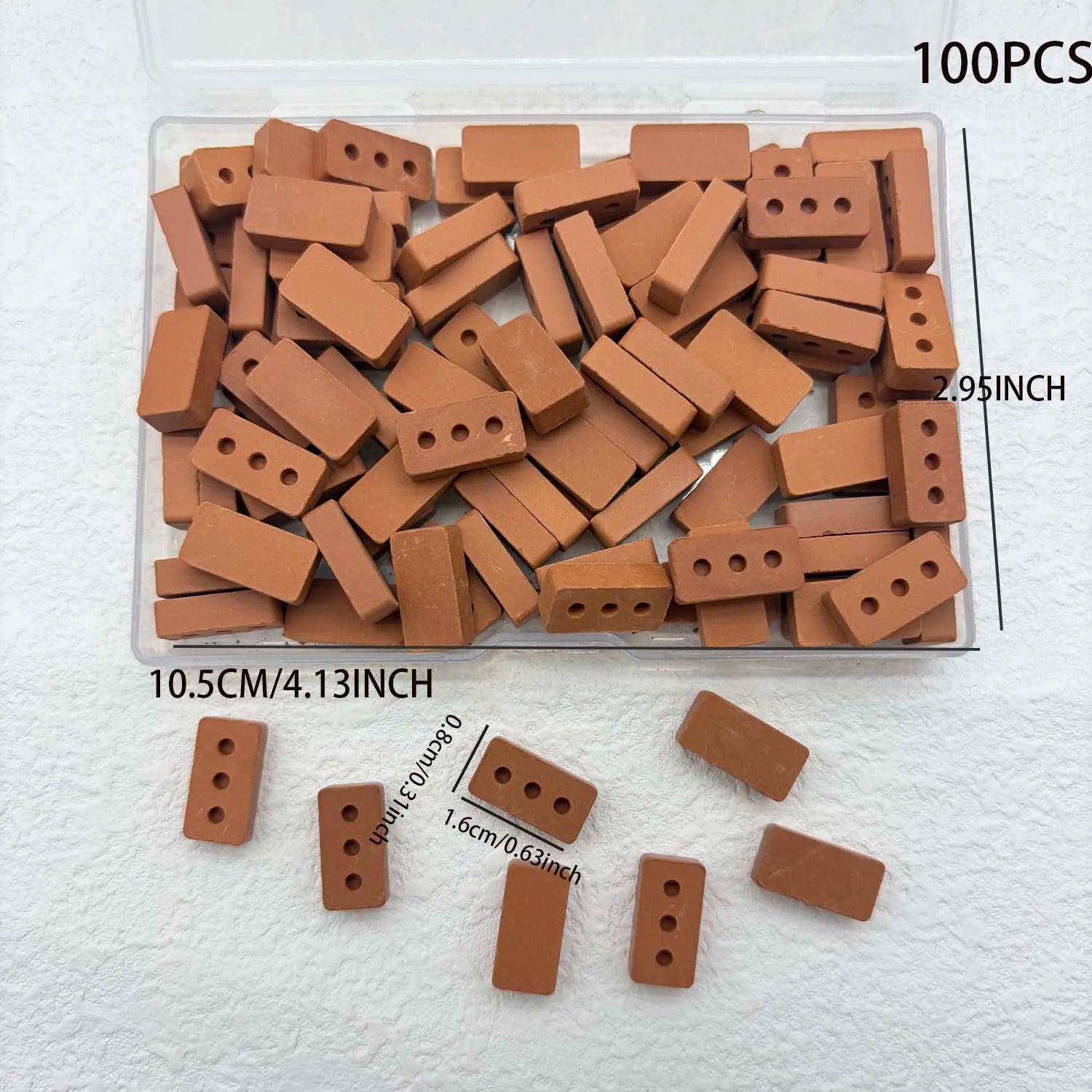 100pcs 1:16 Miniature Clay Bricks – Model Building Set Miniature Building Set Zpaxo with hole
