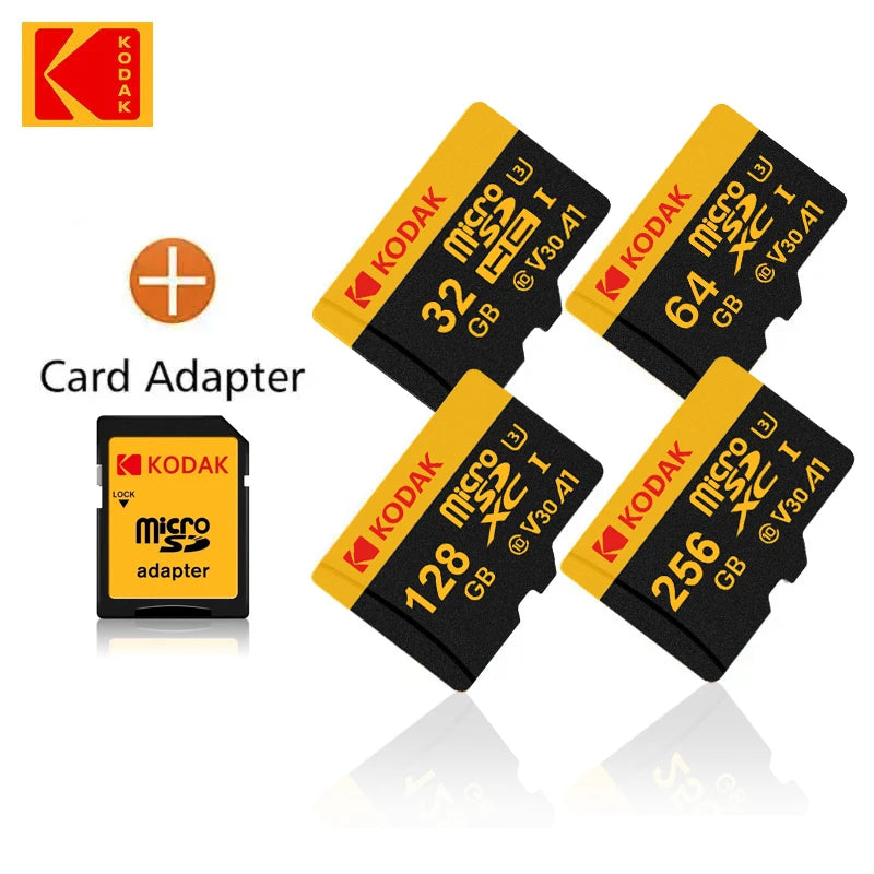 KODAK Micro SD Card 128GB 64GB 32GB 16GB Class 10 U3 100MB/s TF Memory Card + SD Adapter for 4K Video Drone Phone Zpaxo