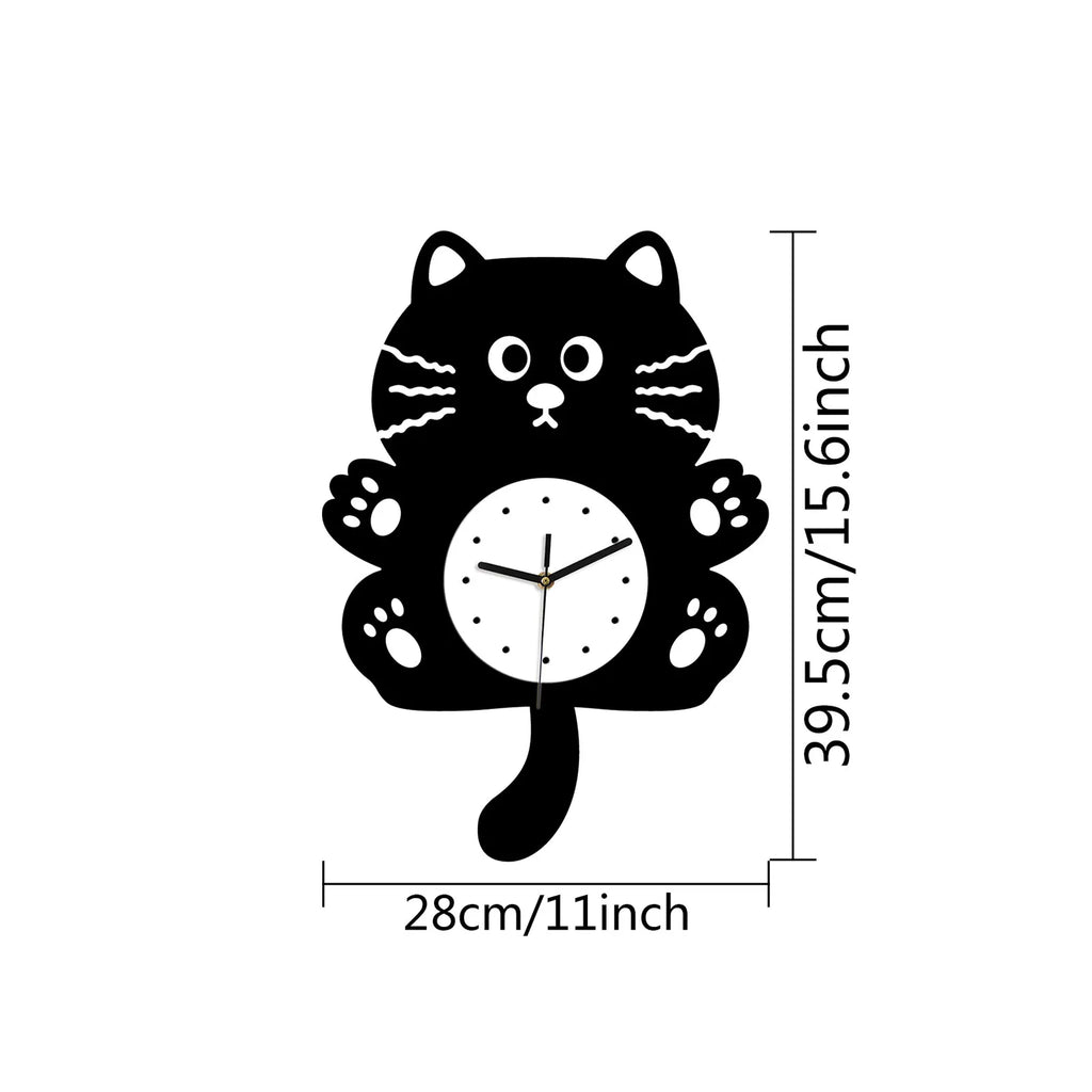 Creative Fun Cartoon Cat Wall Clock Indoor Decor Cute Animation Zpaxo