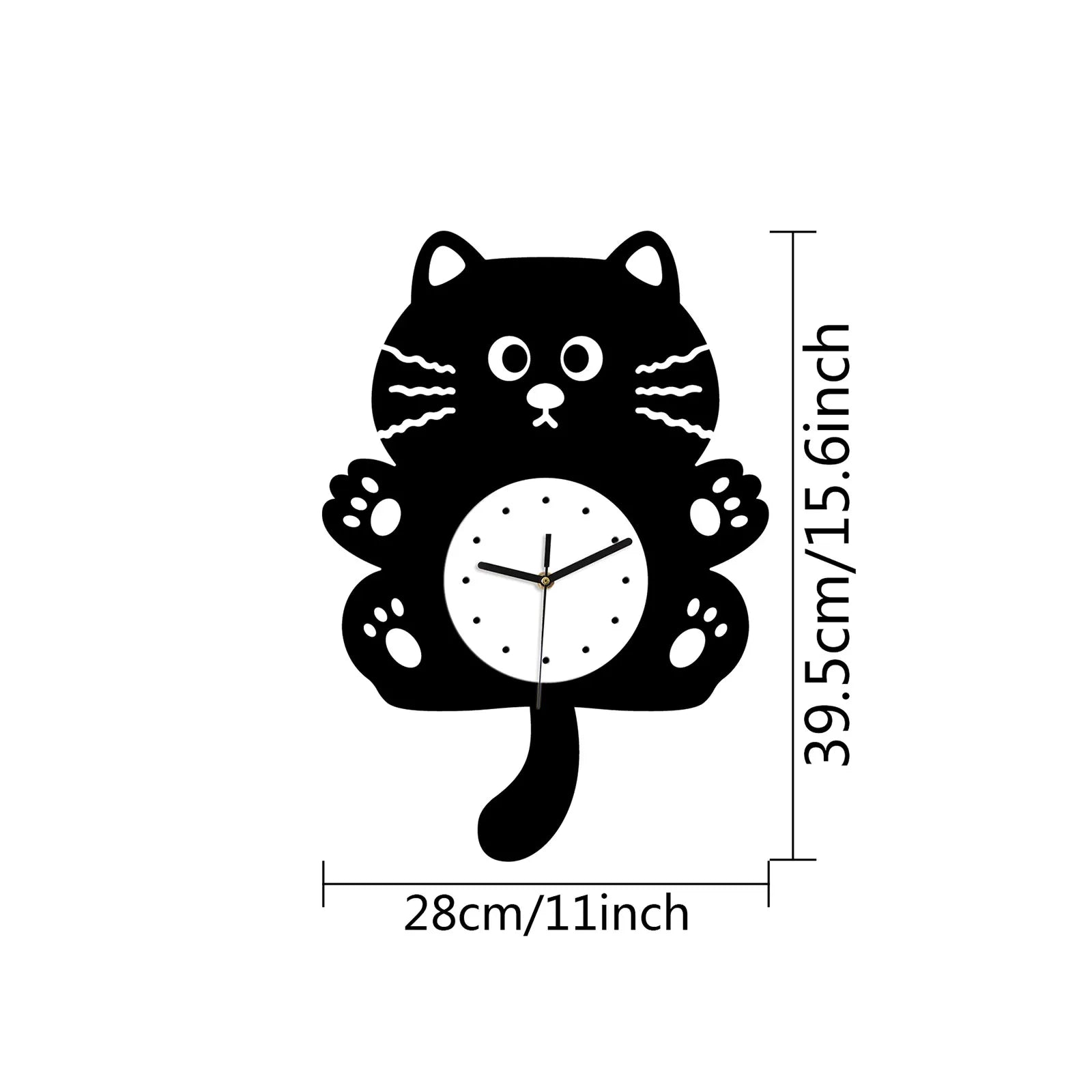 Creative Fun Cartoon Cat Wall Clock Indoor Decor Cute Animation Zpaxo