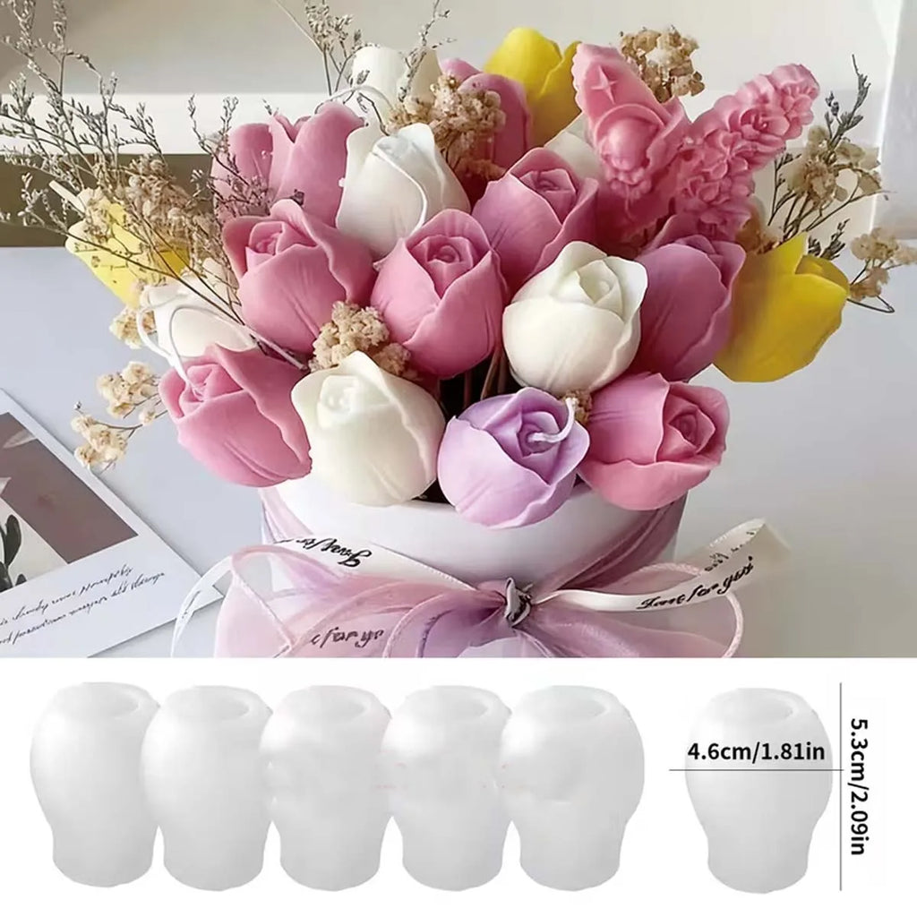3D Rose & Tulip Silicone Molds – Candle, Resin & Cake Decor Silicone Craft Mold Zpaxo