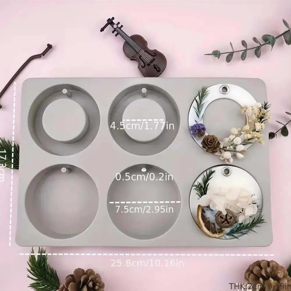 1PC 6 Holes Round Ring Silicone Mold Soy Candles Aroma Wax Tablets Mould Handmade Silicone Mold Soap Making Accessories Zpaxo 1oc