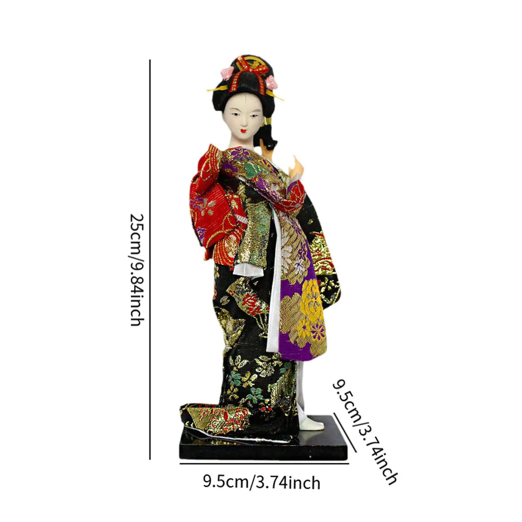 Japanese Geisha 9" Free Standing Oriental Ancient Kabuki Girl Statue Kimono Dolls Ornament for Shelf Table Home Office Decor Zpaxo Style T