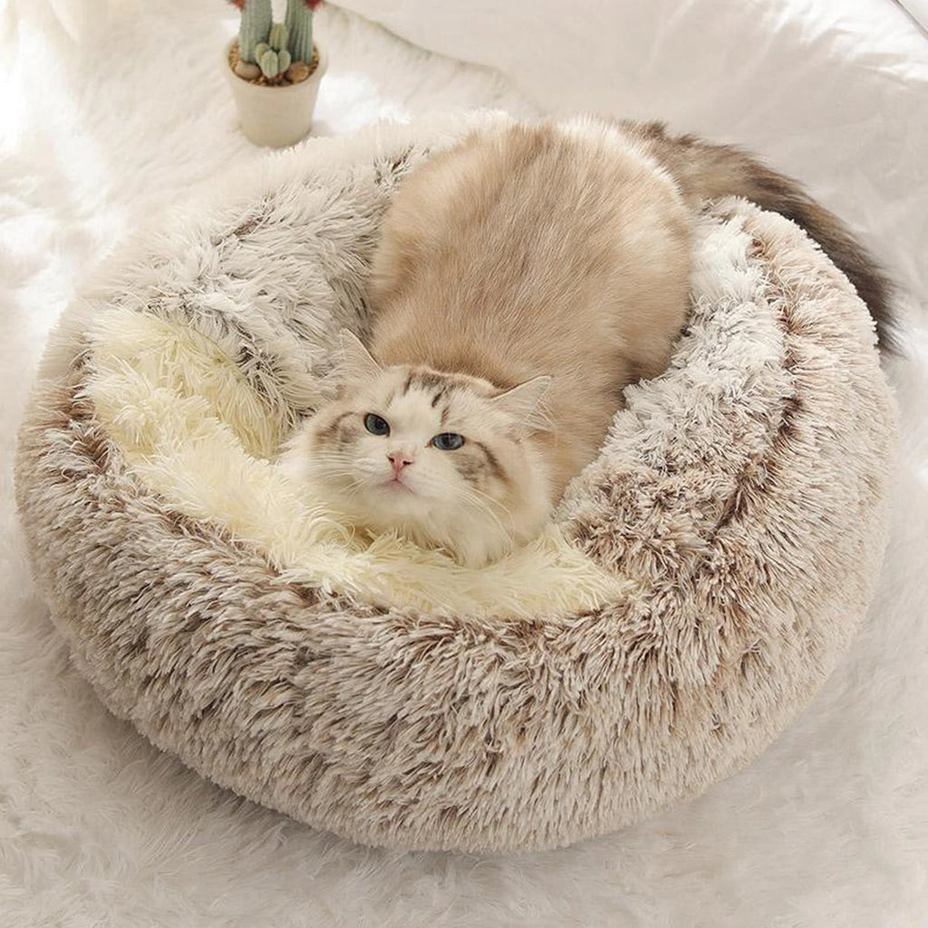 Self Warm Plush Hooded Pet Bed Round Fluffy Soft Cat Cushion Dog 1 Zpaxo