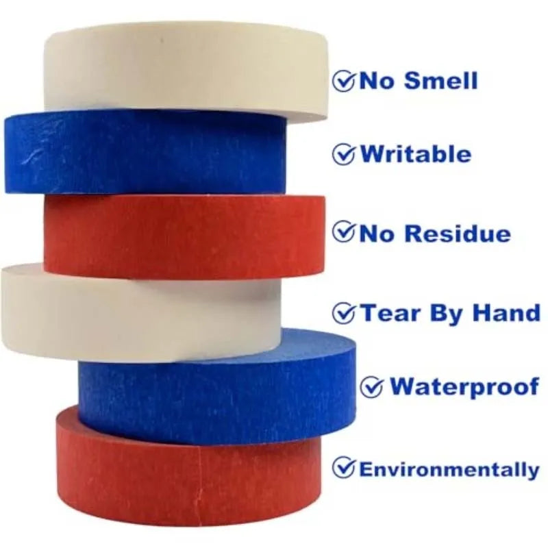 3-Roll Painters Masking Tape – Red, Blue & White | 10mm Masking Tape Set Zpaxo