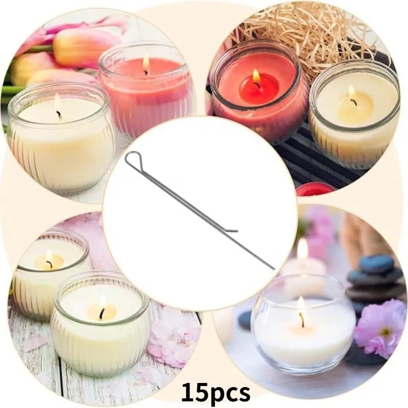 15-Pack Stainless Steel Candle Wick Holders & Centering Clips Candle Making Tool Zpaxo