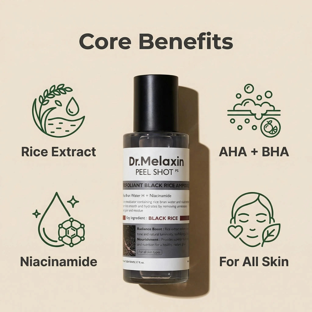 Black Rice Exfoliating Ampoule 80ml – AHA BHA Niacinamide Serum Exfoliating Face Serum Zpaxo
