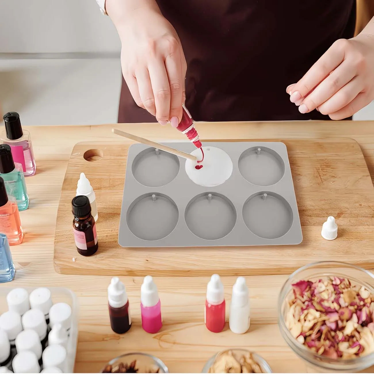 2-Pack Round Silicone Resin Molds – DIY Pendant & Candlestick Silicone Resin Mold Zpaxo
