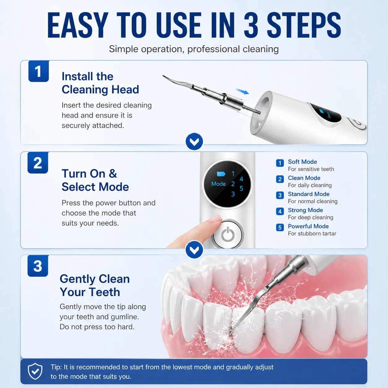 Ultrasonic Dental Scaler Electric Teeth Cleaner Sonic Teeth Plaque Cleaner Dental Stone Removal For Tartar Stain Cleaning Tools Zpaxo