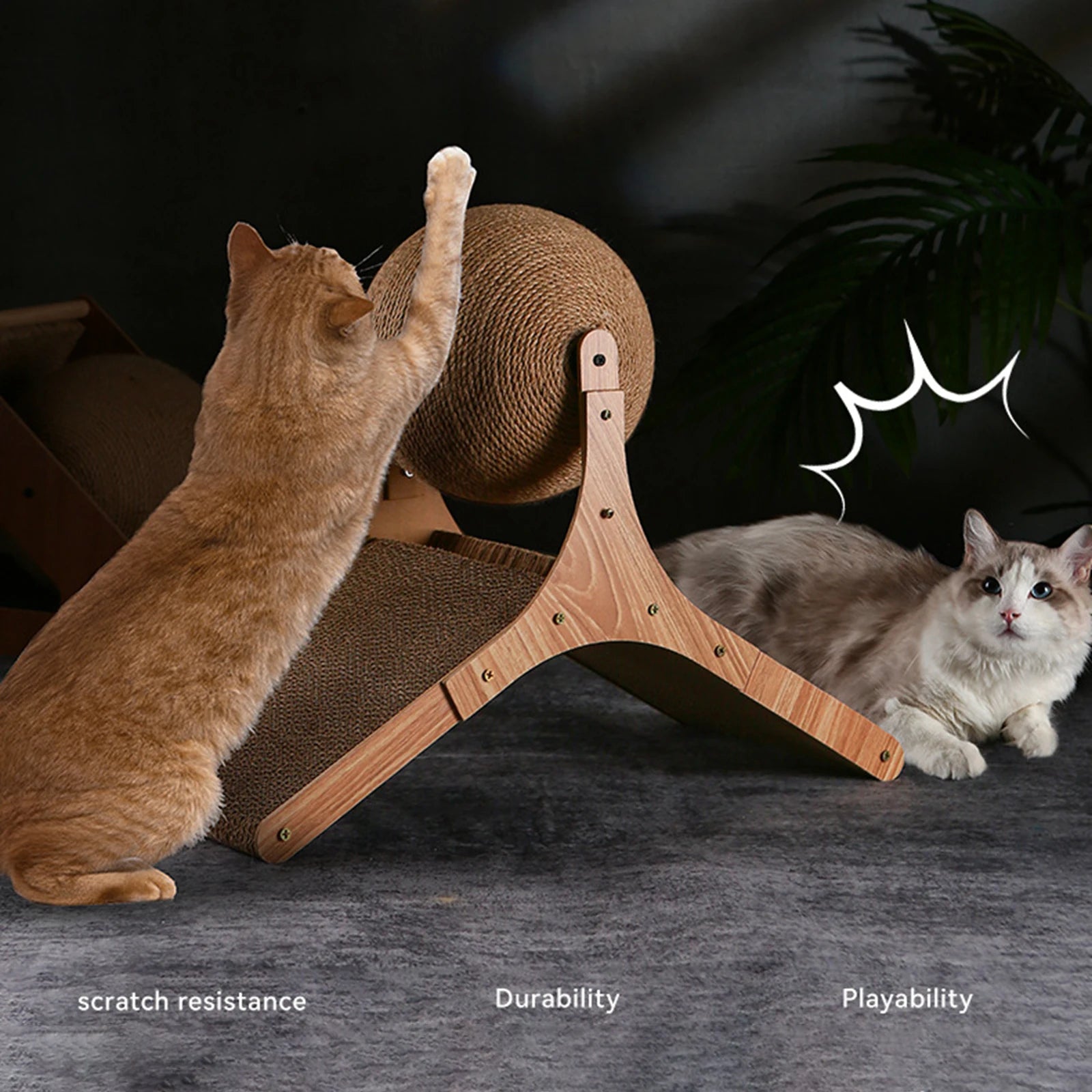 Cat scratching ball with Cat Scratch Post, Cat Training Interactive Toy for cats and kittens, Cat Sisal Scratcher Rotatable ball Zpaxo