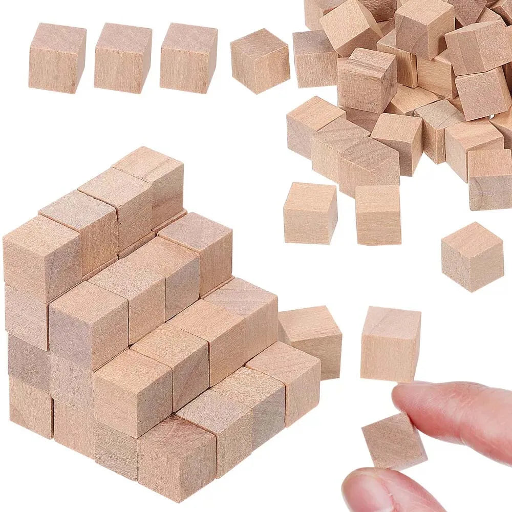 50/100 pcs Wooden Cubes Small Wooden Blocks DIY Craft Blocks Blank Cubes Solid Wood Zpaxo