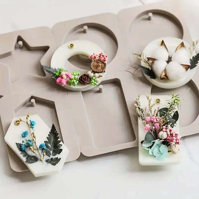 1PC DIY Silicone Clay Aromatherapy Tablets Molds Crafts Hanging Ornaments Wax Molds Flower Soap Mold Craft Accessories Zpaxo style 1
