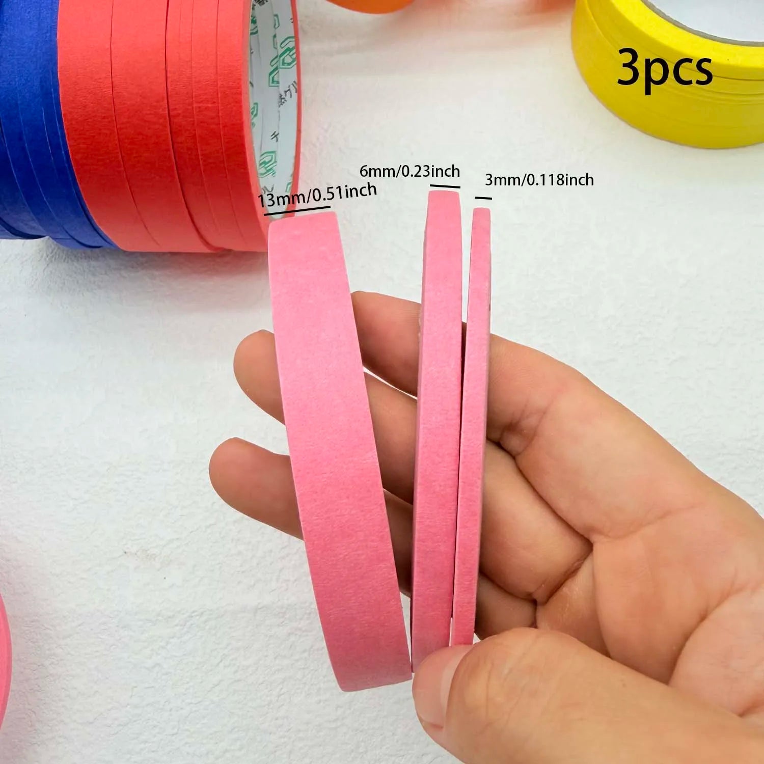 Rainbow Masking Tape 3/6 Rolls – Colorful Craft & Art Paper Tape Decorative Craft Tape Zpaxo 3pcs pink