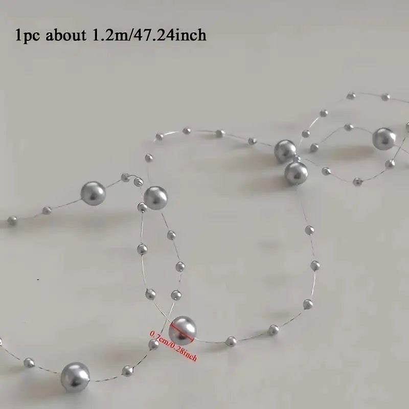 5pcs/Pack Filled Pearl String Beaded Chain Elegant Wedding Valentine's Day Table Decoration, Imitation Pearl Filling Floating Zpaxo