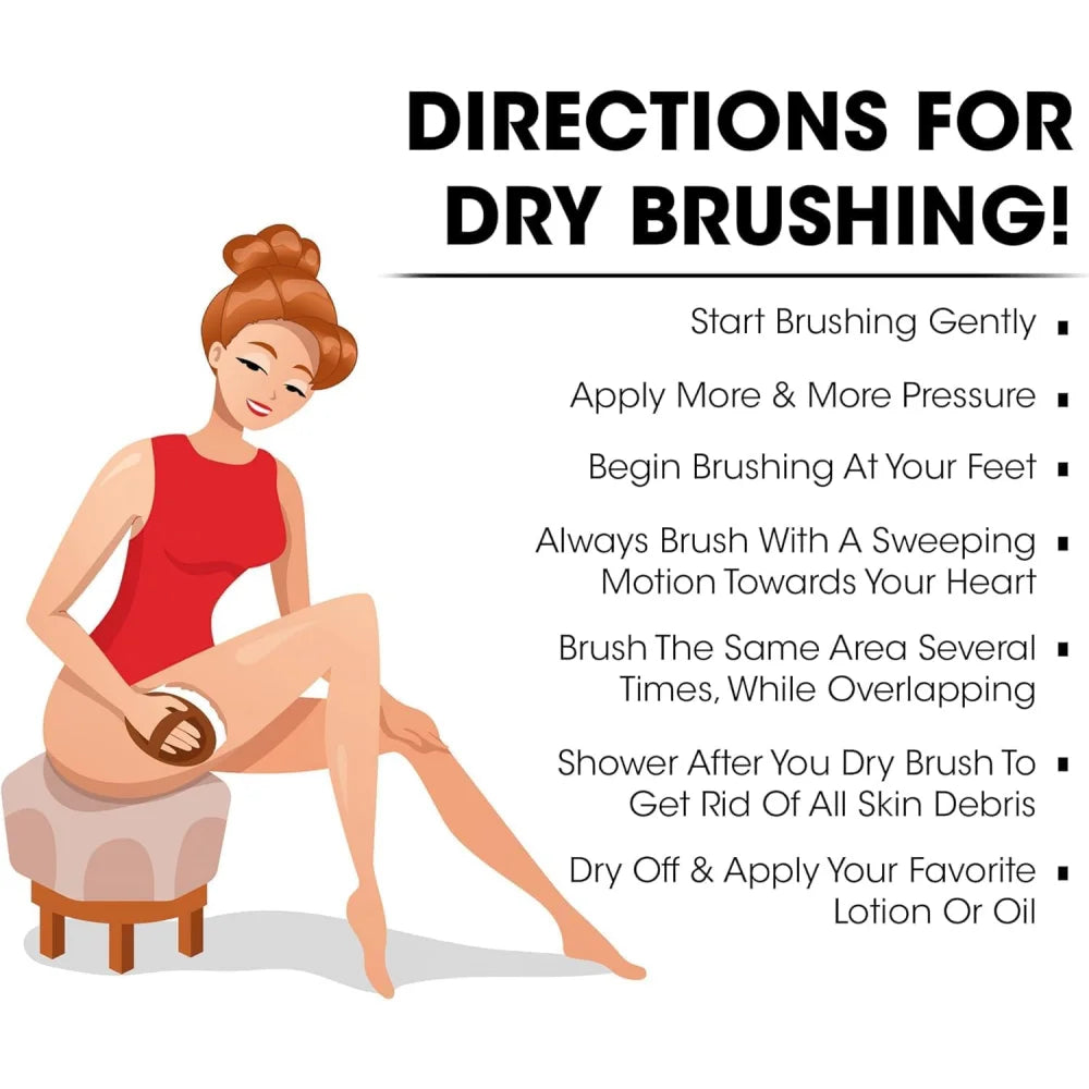 SPA Wooden Body Brush Natural Boar Bristle Organic Dry Skin Bamboo Zpaxo