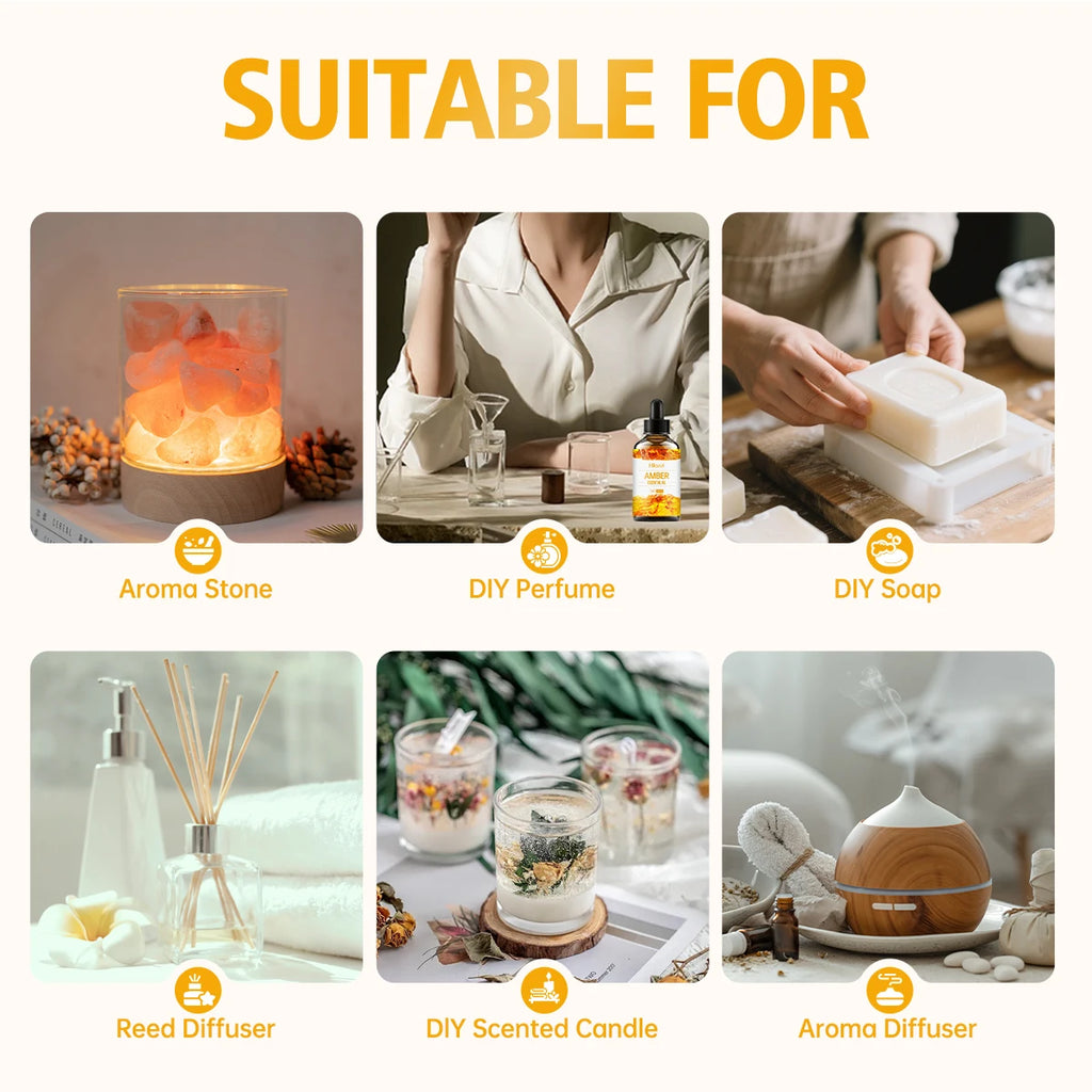 Amber essential oil, a natural fragrance, is suitable for body massage treatments and hair care. It can also be used in diffuser Zpaxo