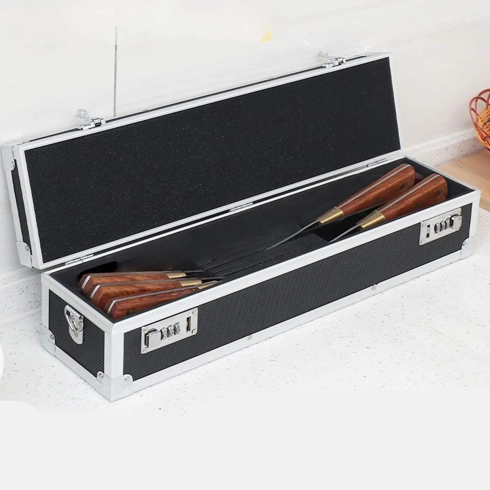 Aluminum Chef Knife Case – Locking Password Suitcase & Strap Chef Knife Case Zpaxo