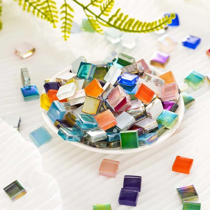 100pcs Rainbow Glass Mosaic Tiles – DIY Crystal Art Craft Stones Glass Mosaic Tiles Zpaxo