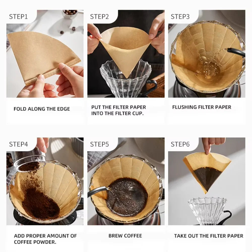 Single-use Coffee Filter Paper Bag Conical 2-4 Cups Natural Drip Zpaxo