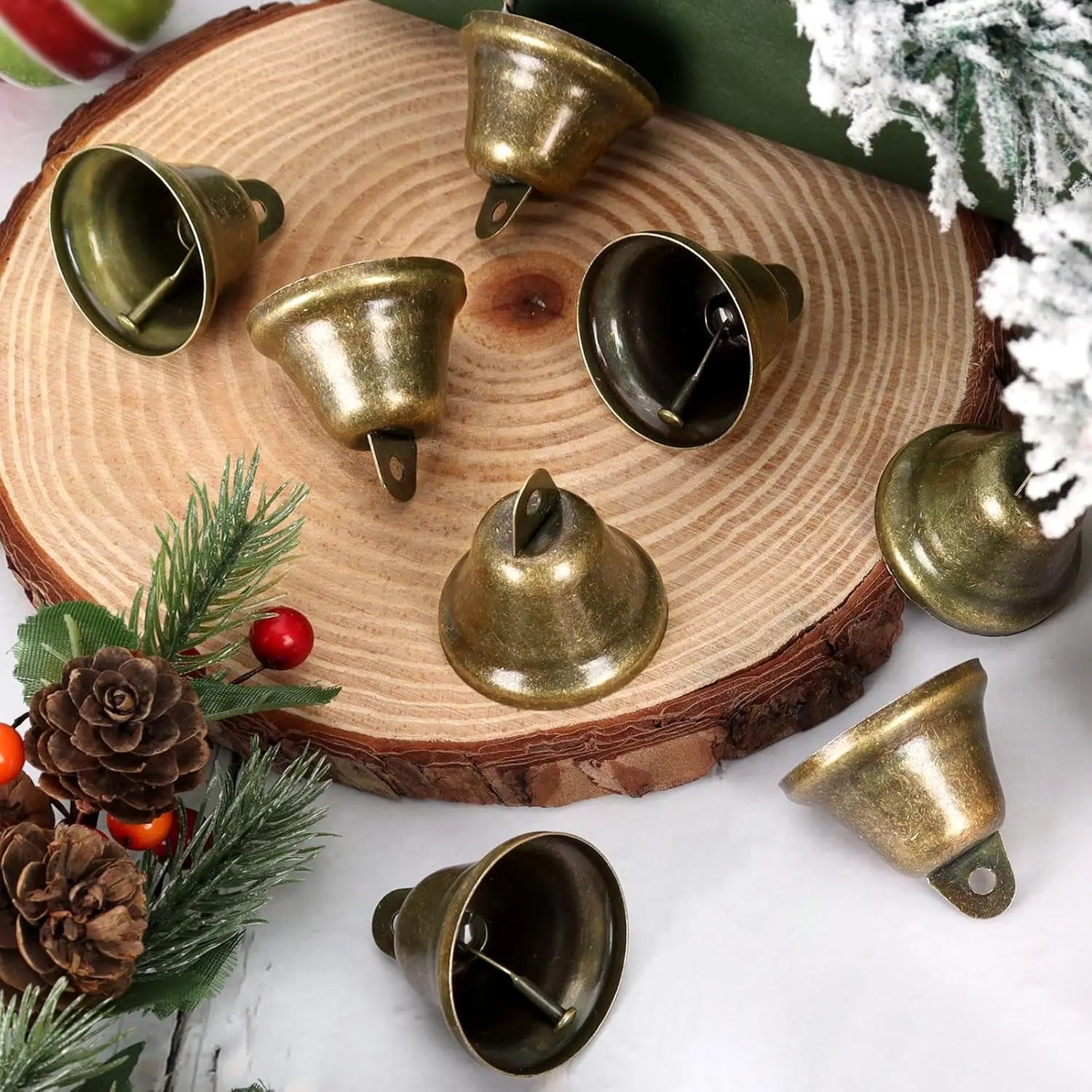 5-Pack Vintage Bronze Jingle Bells – Christmas & Wedding Decor Decorative Jingle Bells Zpaxo