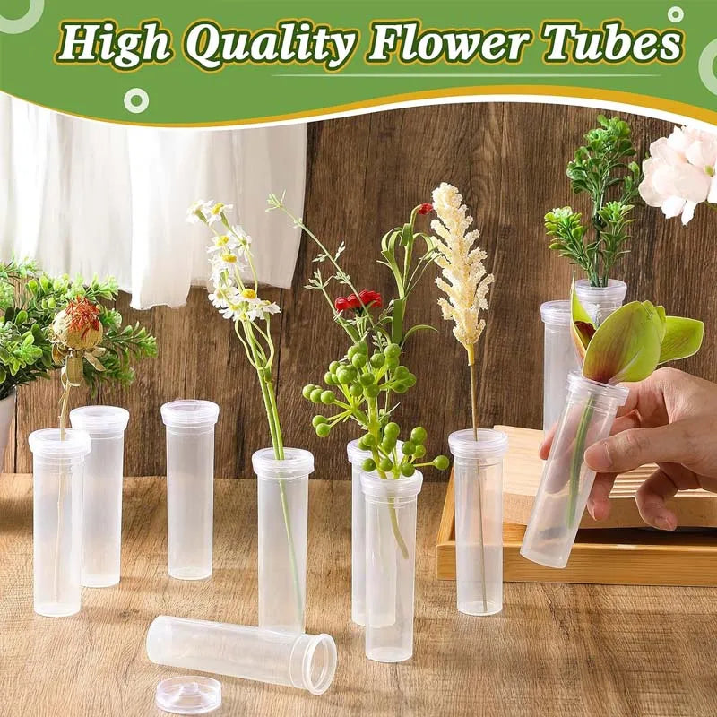 5/20/40Pcs Floral Water Tubes Clear Plastic Flower Vials with Caps for Flower Arrangement Decoration Zpaxo